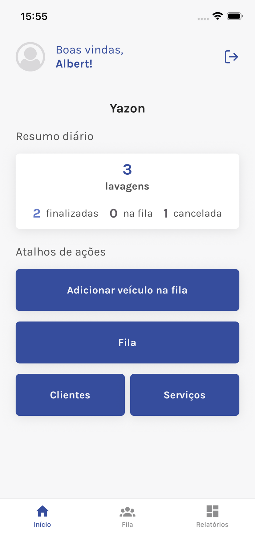 Tela inicial do Geston com resumo diário da pista